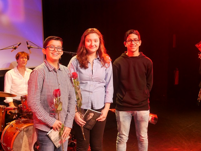 Winnaars van het Erasmiaans Gymnasium Ouassim Loudani, Meike ten Hoorn en Walid Zerrad